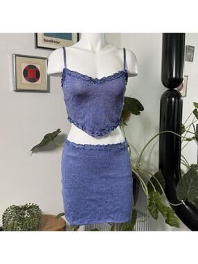Tiger Mist blue Sequin Sparkle Frills Co-ord Set